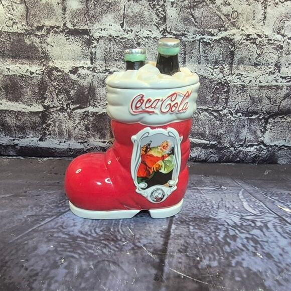 Vintage Houston  Harvest Coca-Cola 75th Anniversary Santa Boot Cookie Jar - Picture 1 of 8